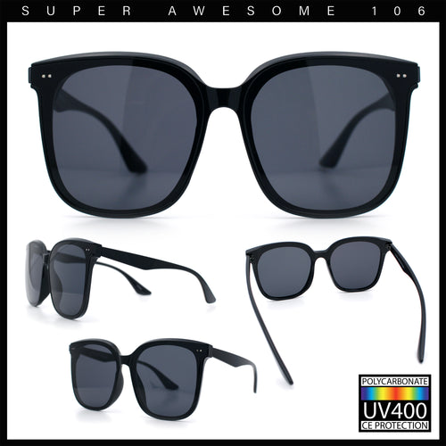 Womens XXL Oversized Inset Lens Large Coverage Horn Rim Plastic Sunglasses