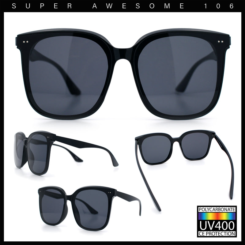 Womens XXL Oversized Inset Lens Large Coverage Horn Rim Plastic Sunglasses