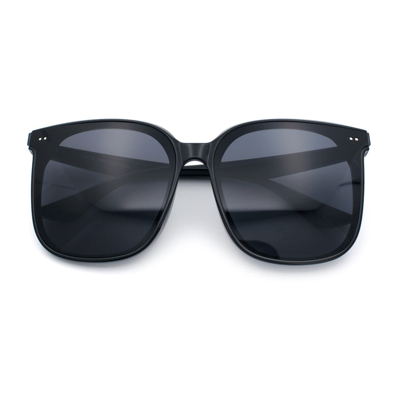 Womens XXL Oversized Inset Lens Large Coverage Horn Rim Plastic Sunglasses
