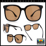 Womens XXL Oversized Inset Lens Large Coverage Horn Rim Plastic Sunglasses