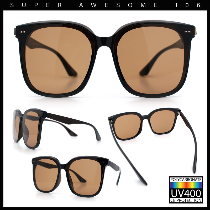 Womens XXL Oversized Inset Lens Large Coverage Horn Rim Plastic Sunglasses