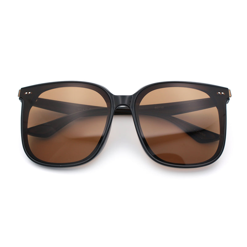 Womens XXL Oversized Inset Lens Large Coverage Horn Rim Plastic Sunglasses