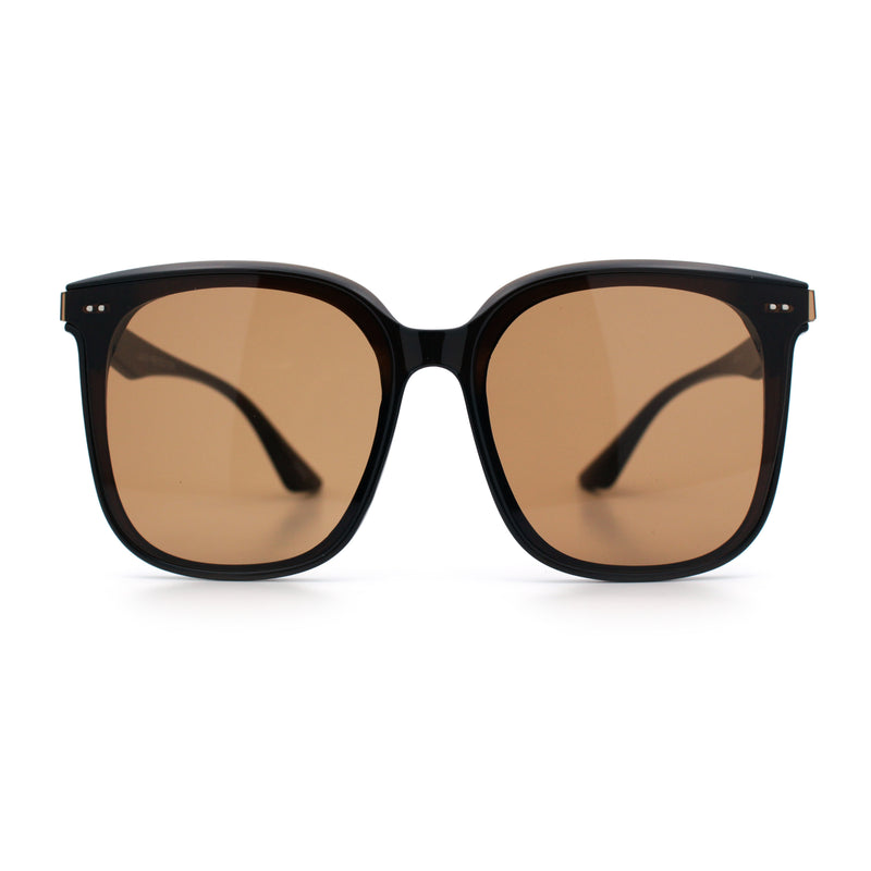 Womens XXL Oversized Inset Lens Large Coverage Horn Rim Plastic Sunglasses