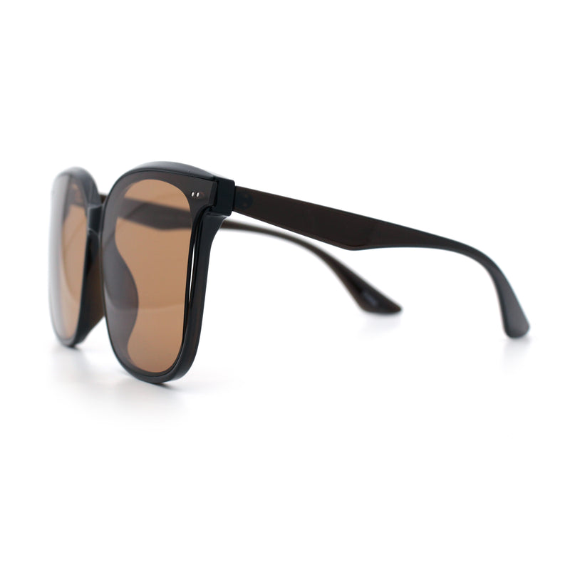 Womens XXL Oversized Inset Lens Large Coverage Horn Rim Plastic Sunglasses
