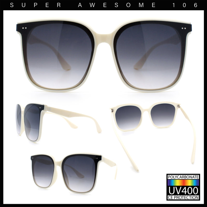 Womens XXL Oversized Inset Lens Large Coverage Horn Rim Plastic Sunglasses