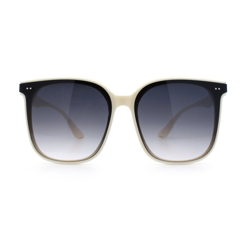 Womens XXL Oversized Inset Lens Large Coverage Horn Rim Plastic Sunglasses