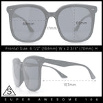 Womens XXL Oversized Inset Lens Large Coverage Horn Rim Plastic Sunglasses