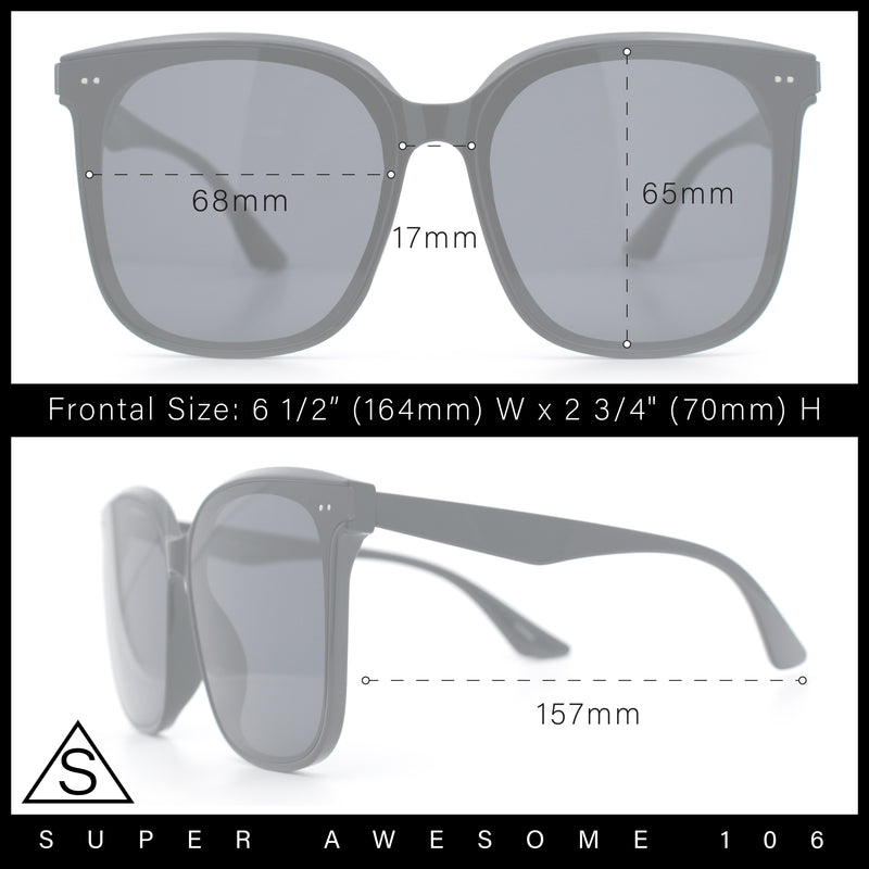 Womens XXL Oversized Inset Lens Large Coverage Horn Rim Plastic Sunglasses