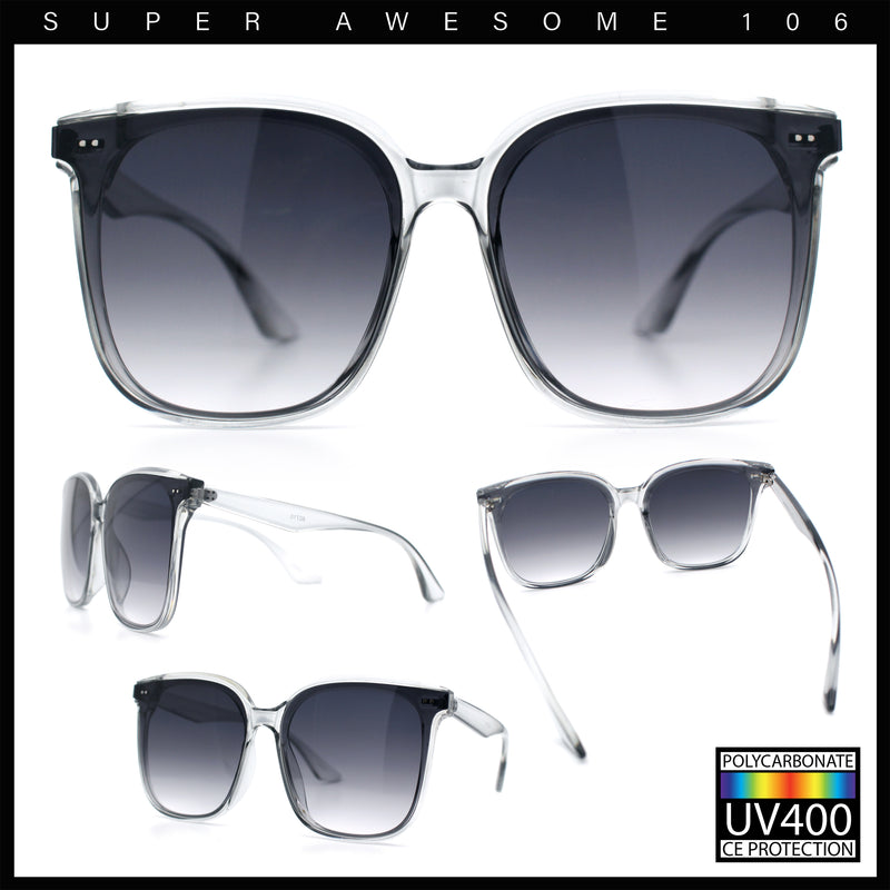 Womens XXL Oversized Inset Lens Large Coverage Horn Rim Plastic Sunglasses