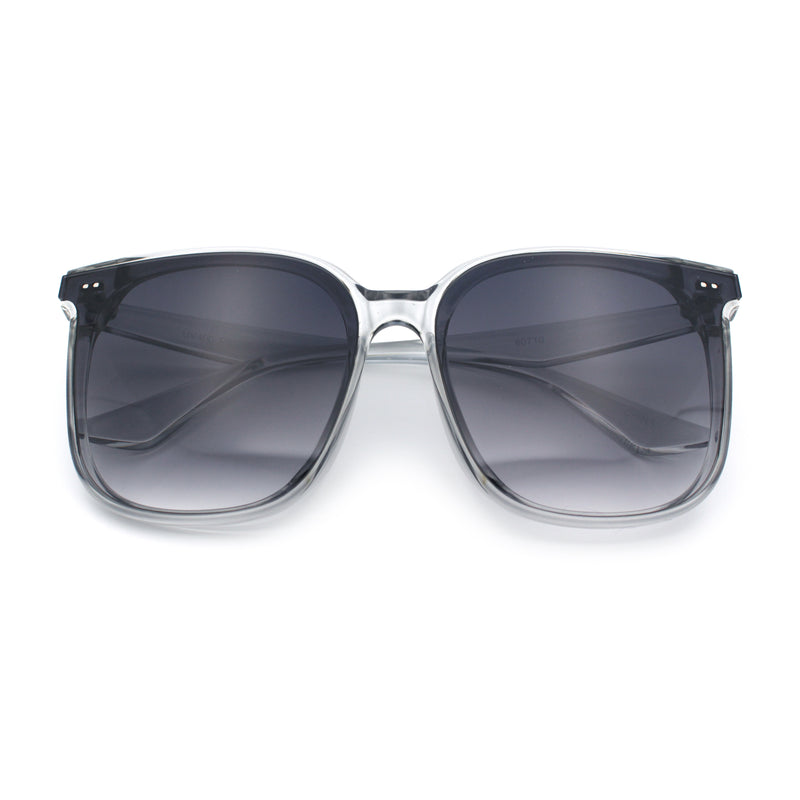 Womens XXL Oversized Inset Lens Large Coverage Horn Rim Plastic Sunglasses