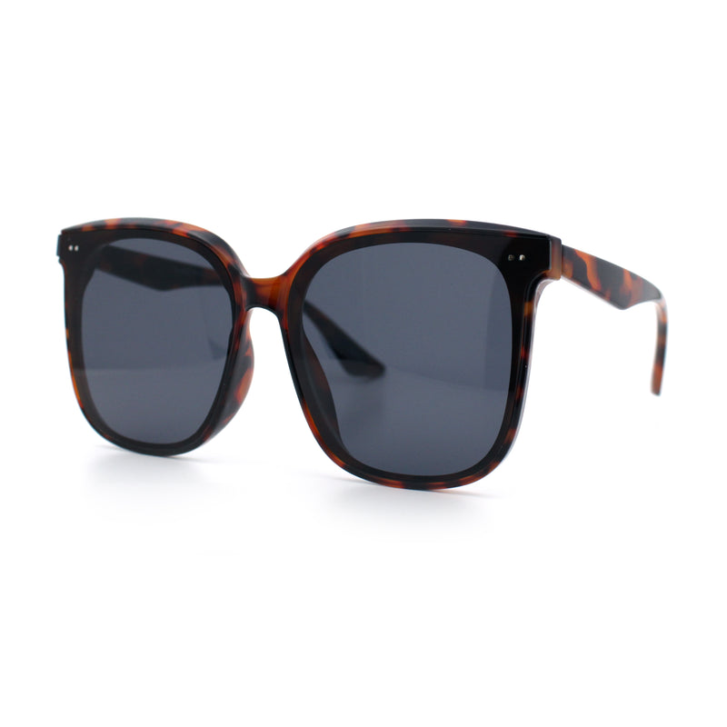 Womens XXL Oversized Inset Lens Large Coverage Horn Rim Plastic Sunglasses