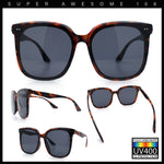 Womens XXL Oversized Inset Lens Large Coverage Horn Rim Plastic Sunglasses