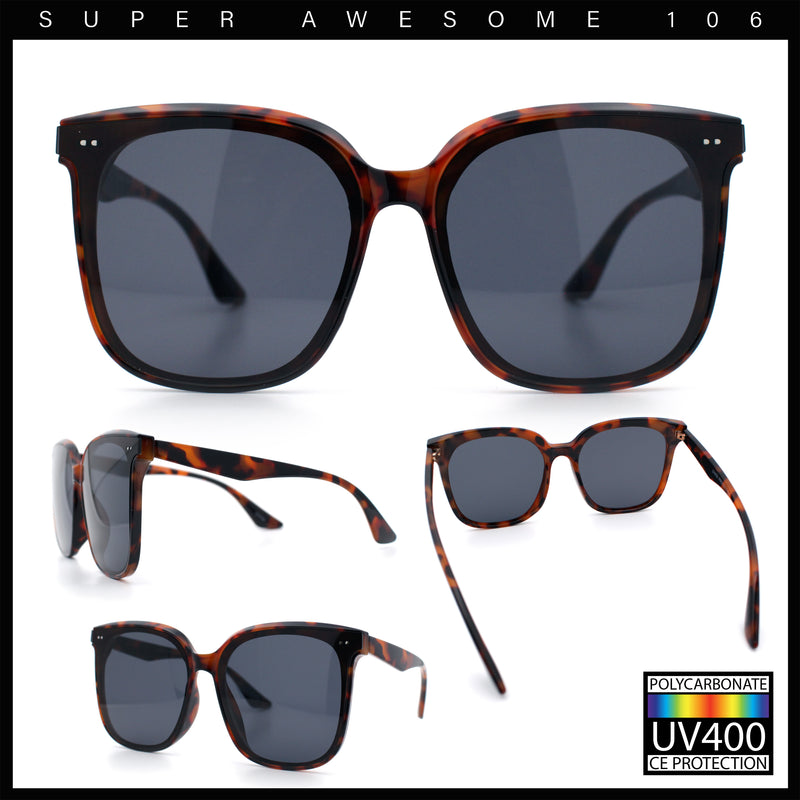 Womens XXL Oversized Inset Lens Large Coverage Horn Rim Plastic Sunglasses