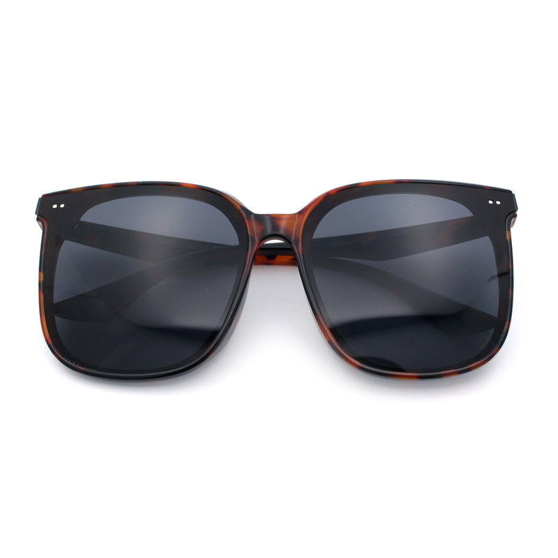 Womens XXL Oversized Inset Lens Large Coverage Horn Rim Plastic Sunglasses