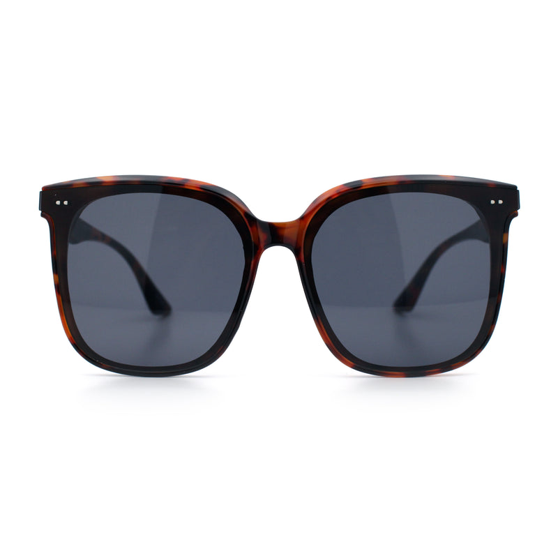 Womens XXL Oversized Inset Lens Large Coverage Horn Rim Plastic Sunglasses