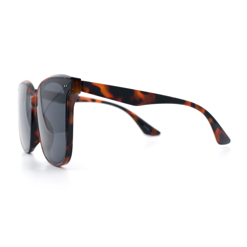 Womens XXL Oversized Inset Lens Large Coverage Horn Rim Plastic Sunglasses