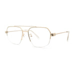 Mens Mobster Luxury Metal Half Rim Rectangular Clear Lens Fashion Eyeglasses