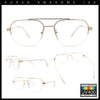 Mens Mobster Luxury Metal Half Rim Rectangular Clear Lens Fashion Eyeglasses