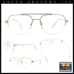 Mens Mobster Luxury Metal Half Rim Rectangular Clear Lens Fashion Eyeglasses