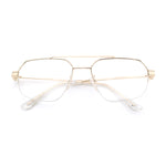 Mens Mobster Luxury Metal Half Rim Rectangular Clear Lens Fashion Eyeglasses