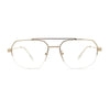 Mens Mobster Luxury Metal Half Rim Rectangular Clear Lens Fashion Eyeglasses