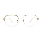 Mens Mobster Luxury Metal Half Rim Rectangular Clear Lens Fashion Eyeglasses