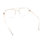 Mens Mobster Luxury Metal Half Rim Rectangular Clear Lens Fashion Eyeglasses