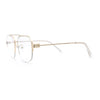 Mens Mobster Luxury Metal Half Rim Rectangular Clear Lens Fashion Eyeglasses