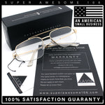 Mens Mobster Luxury Metal Half Rim Rectangular Clear Lens Fashion Eyeglasses