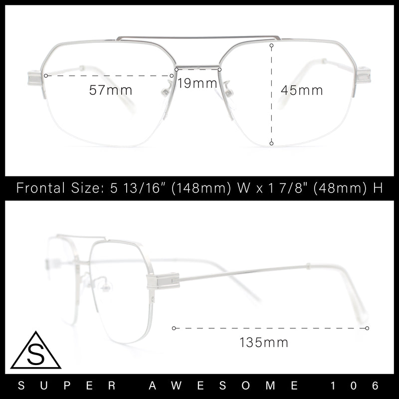 Mens Mobster Luxury Metal Half Rim Rectangular Clear Lens Fashion Eyeglasses