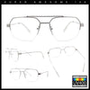 Mens Mobster Luxury Metal Half Rim Rectangular Clear Lens Fashion Eyeglasses