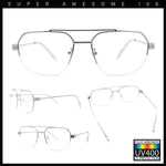 Mens Mobster Luxury Metal Half Rim Rectangular Clear Lens Fashion Eyeglasses