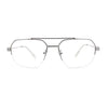 Mens Mobster Luxury Metal Half Rim Rectangular Clear Lens Fashion Eyeglasses