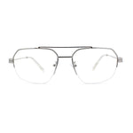 Mens Mobster Luxury Metal Half Rim Rectangular Clear Lens Fashion Eyeglasses