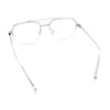 Mens Mobster Luxury Metal Half Rim Rectangular Clear Lens Fashion Eyeglasses