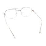 Mens Mobster Luxury Metal Half Rim Rectangular Clear Lens Fashion Eyeglasses