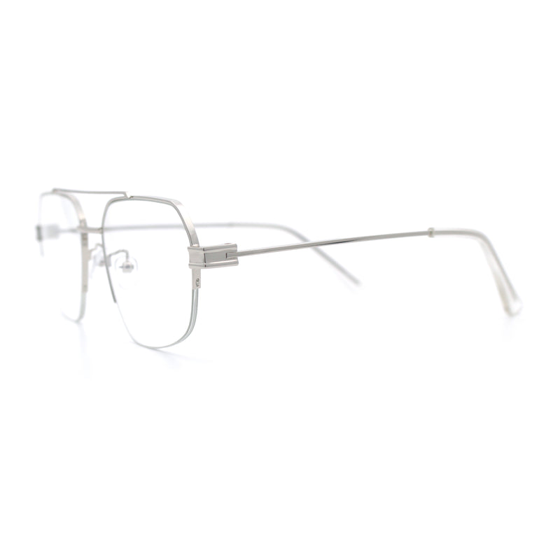 Mens Mobster Luxury Metal Half Rim Rectangular Clear Lens Fashion Eyeglasses