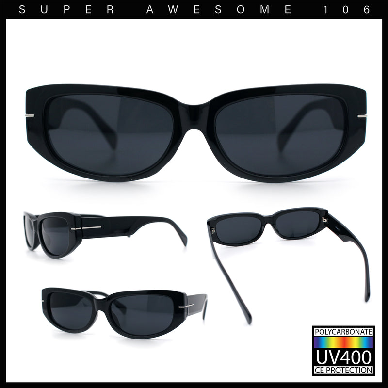Womens Classy Designer Thick Arm Rectangular Mod Plastic Fashion Sunglasses