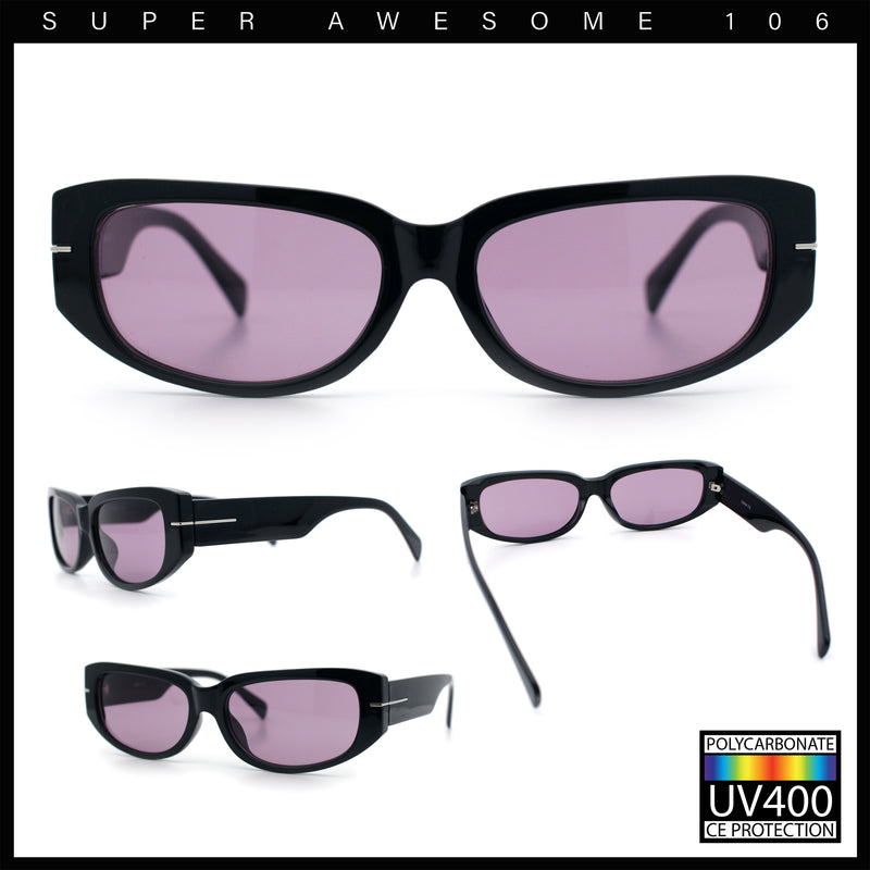 Womens Classy Designer Thick Arm Rectangular Mod Plastic Fashion Sunglasses