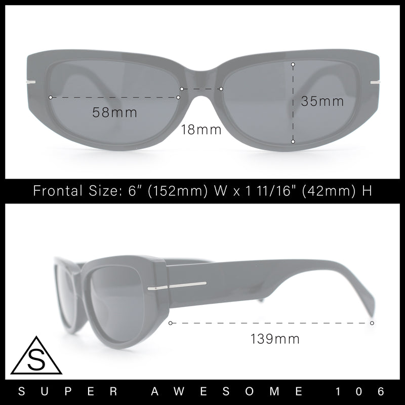 Womens Classy Designer Thick Arm Rectangular Mod Plastic Fashion Sunglasses