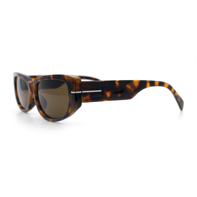 Womens Classy Designer Thick Arm Rectangular Mod Plastic Fashion Sunglasses
