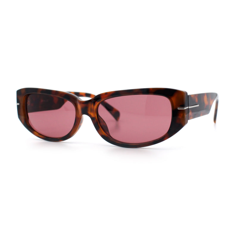 Womens Classy Designer Thick Arm Rectangular Mod Plastic Fashion Sunglasses