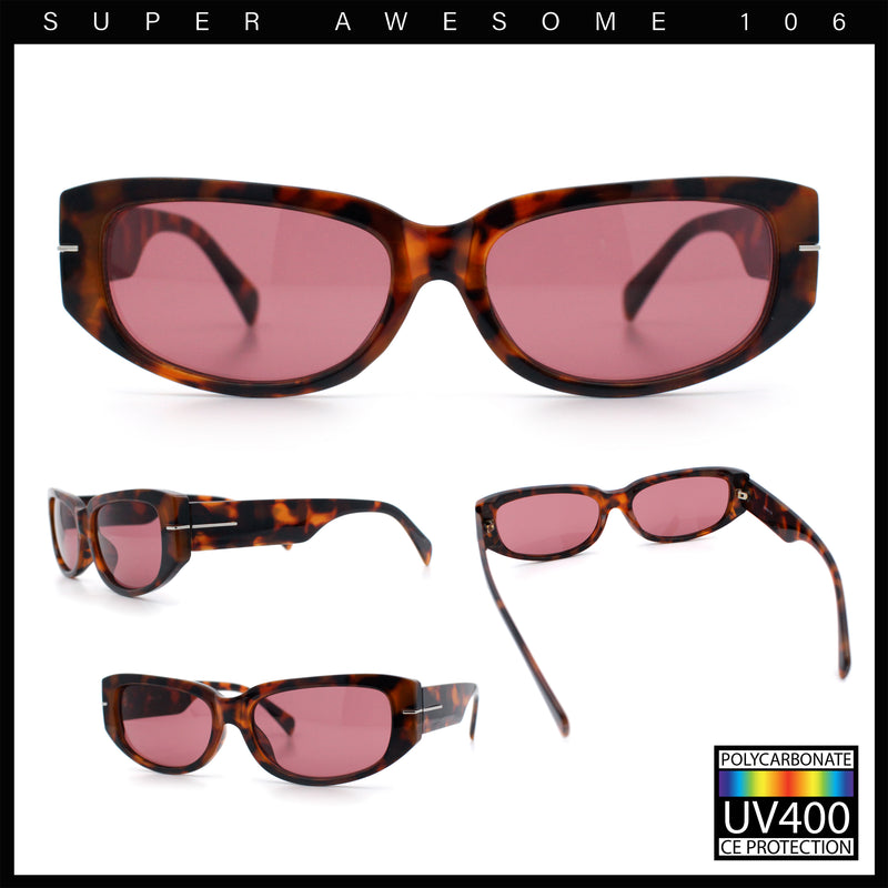 Womens Classy Designer Thick Arm Rectangular Mod Plastic Fashion Sunglasses