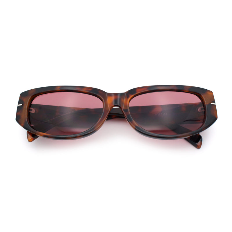 Womens Classy Designer Thick Arm Rectangular Mod Plastic Fashion Sunglasses