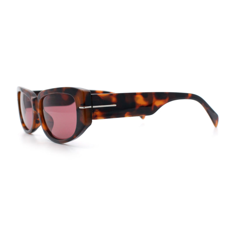 Womens Classy Designer Thick Arm Rectangular Mod Plastic Fashion Sunglasses