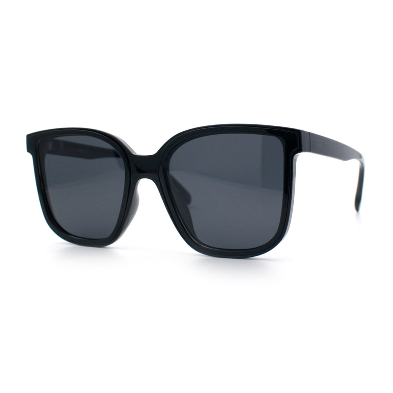 Interchangeable Lens Oversized Horn Rim Plastic Fashion Sunglasses