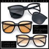 Interchangeable Lens Oversized Horn Rim Plastic Fashion Sunglasses