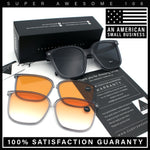 Interchangeable Lens Oversized Horn Rim Plastic Fashion Sunglasses