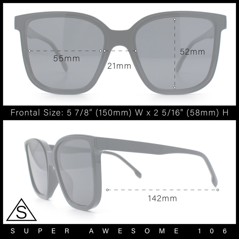 Interchangeable Lens Oversized Horn Rim Plastic Fashion Sunglasses