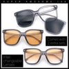 Interchangeable Lens Oversized Horn Rim Plastic Fashion Sunglasses